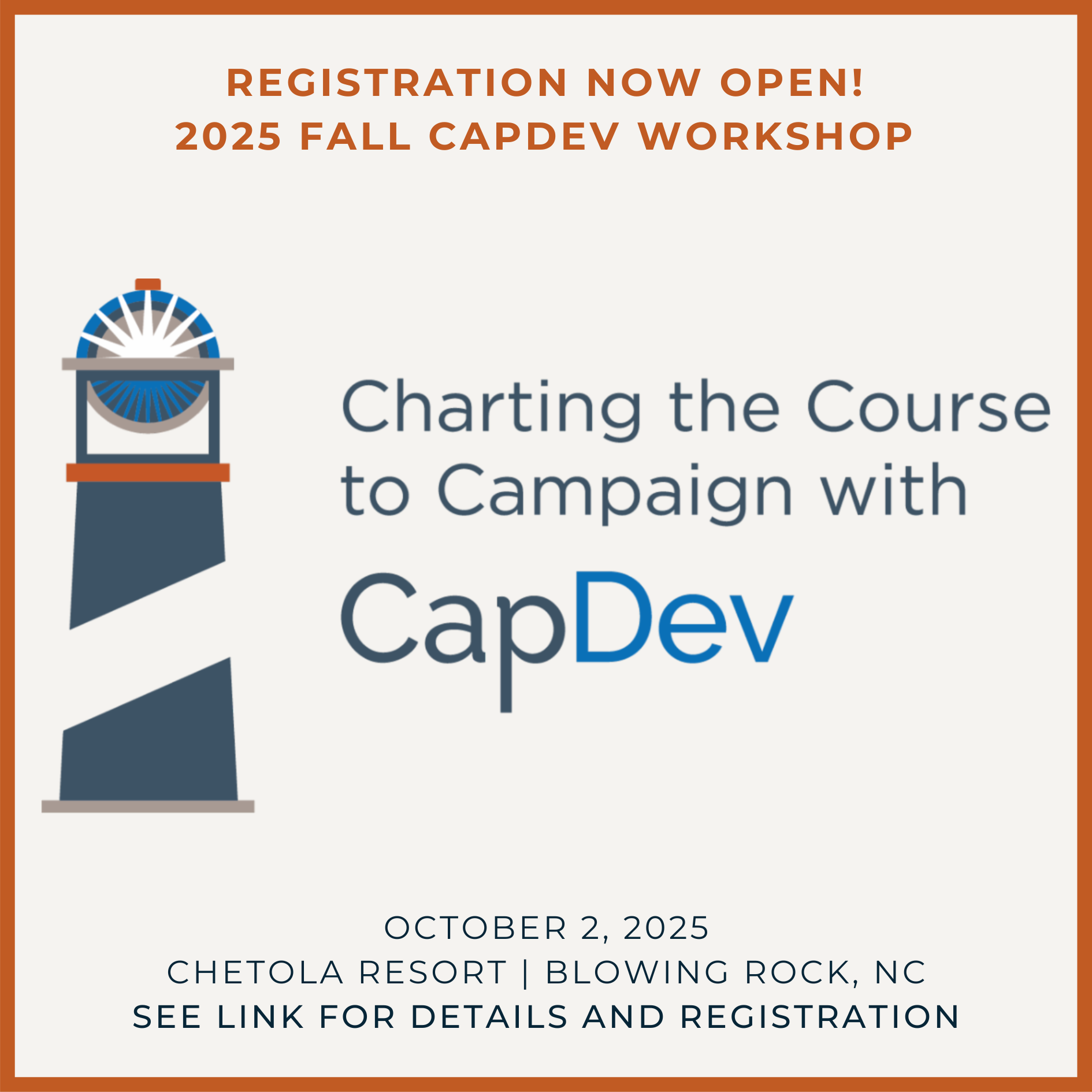 Registration Open for Fall 2025 CapDev Campaign Workshop